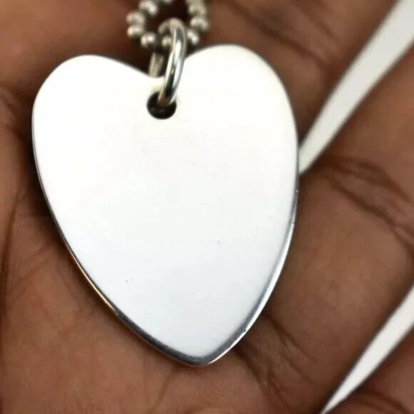 GUCCI Sterling Silver "Heart Tag" Logo Pendant - Picture 2 of 6